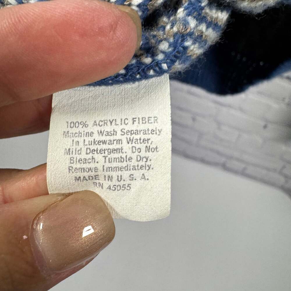 Vintage Button Up Grandpa Sweater Country Matters Cardigan Geometric Blue XL - Picture 5 of 6